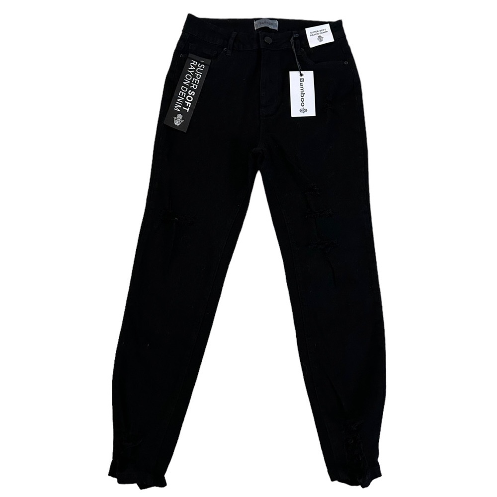 Bamboo Black Super Soft Rayon Distressed Denim Size 11 NWT